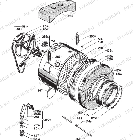 Взрыв-схема стиральной машины Husqvarna Electrolux QW1180H - Схема узла Functional parts 267